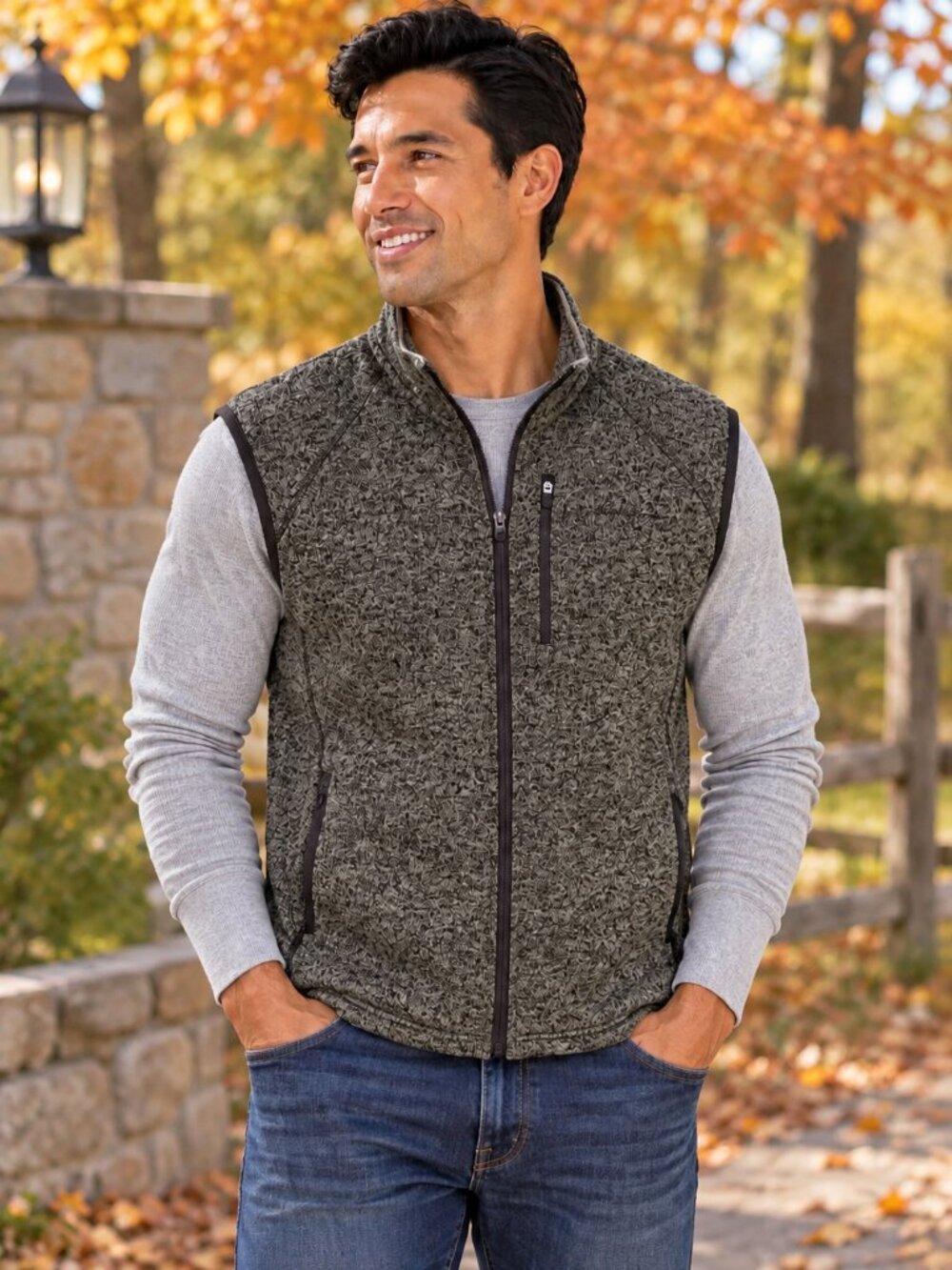Eddie Bauer Men’s Charcoal Heather Radiator Sweater Fleece Vest – Size Large